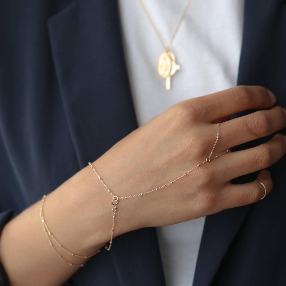 Dainty Gold Hand Chain - 14k Gold Filled
